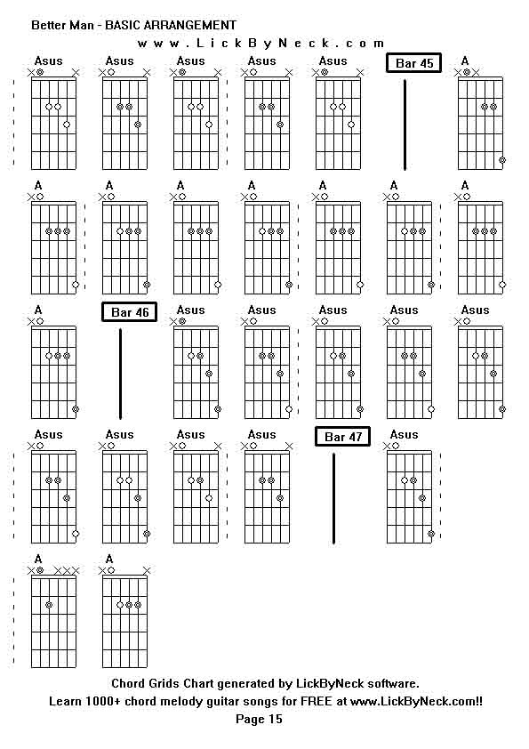 Chord Grids Chart of chord melody fingerstyle guitar song-Better Man - BASIC ARRANGEMENT,generated by LickByNeck software.